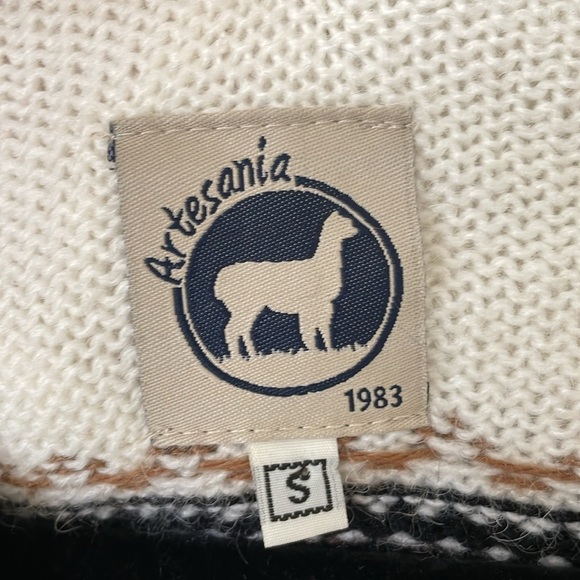Artesania Hand Knit Alpaca Wool Blend Fair Isle Sweater S Hoodie Cozycore Hygge - Picture 2 of 11